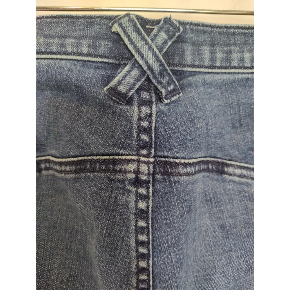 We The Free People Lace Up Dark Denim Jeans Bootcut Raw Hem Rough Size 25 - Picture 6 of 9